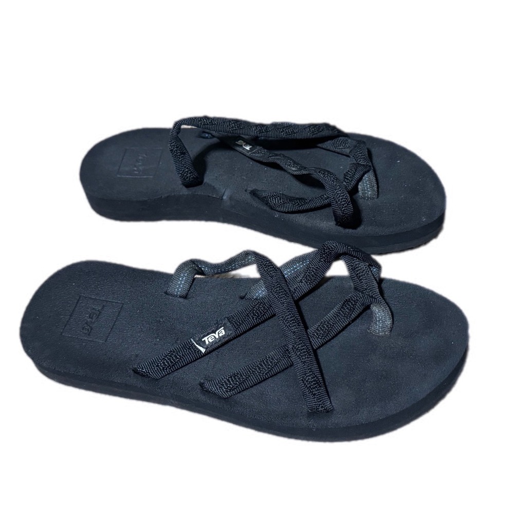 Teva Mush Mandalyn Wedge 2 Women 7 Black Excellent Strappy Platform Sandals 6840